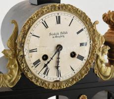 Kandallóóra, XIX. sz., Friedrich Pollák in Gesztely, magyar órásmester, pótolt Junghans szerkezet ku...