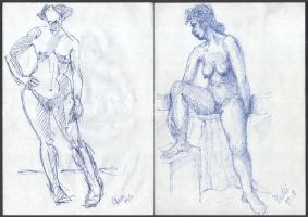 Durkó Gábor (1916-2003), össz. 7 db mű: Női aktok (részben kétoldalas). Ceruza vagy golyóstoll, papí...