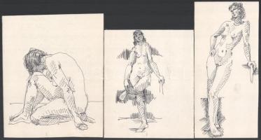 Durkó Gábor (1916-2003), össz. 7 db mű: Női aktok (részben kétoldalas). Ceruza vagy golyóstoll, papí...
