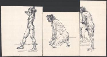 Durkó Gábor (1916-2003), össz. 7 db mű: Női aktok (részben kétoldalas). Ceruza vagy golyóstoll, papí...