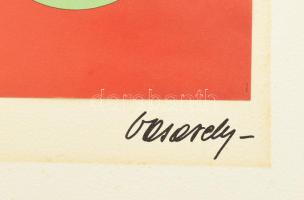 Vasarely Victor (1908-1997): YV. Ofszet, papír, papírra rögzítve, jelzett a nyomaton, rögzítésre has...