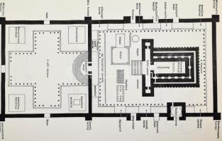 Jeruzsálem, 3 db nyomtatvány a város és a templom távlati képeivel, alaprajzaival, 26x18 cm és 51,5x...