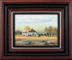 Erdélyi Tibor (1961-): Tájimprovizáció. Olaj, farost. Jelzett. Hátoldalán címkén feliratozott. 15x20...