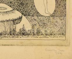 Szemethy Imre (1945-): "Karinthy Frigyes: Utazás a koponyám körül", 1976. Rézkarc, papír, ...