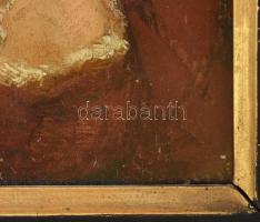 Greguss Imre (1856-1910): Hölgy tollas kalapban. Olaj, fatábla. jelezve jobbra lent. Üvegezett, kiss...