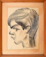 Olvashatatlan jelzéssel, XX. sz. közepe: Arckép. Szén, papír. Üvegezett fakeretben. 29,5x21,5 cm