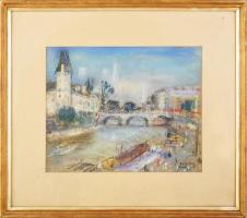 Ruzicskay György (1896-1993): Párizsi részlet. Pasztell, papír, jelezve jobbra lent. Üvegezett fakeretben. 27x34 cm. / pastell on paper, signed, framed