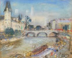 Ruzicskay György (1896-1993): Párizsi részlet. Pasztell, papír, jelezve jobbra lent. Üvegezett faker...