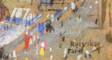 Ruzicskay György (1896-1993): Párizsi részlet. Pasztell, papír, jelezve jobbra lent. Üvegezett faker...