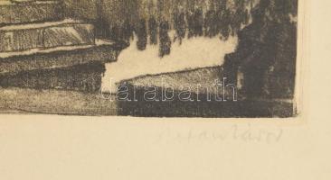 Zádor István (1882-1963): Városrészlet. Rézkarc, papír, jelzett. Dekoratív, üvegezett fakeretben, 35...