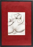 Boros Attila (1971- ): Szenvedély (erotikus rajz). Tus, szén, fedőfehér, papír. Jelezve jobbra lent. 29,5x22 cm. Üvegezett fakeretben.