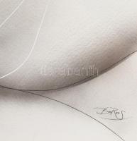 Boros Attila (1971- ): Szenvedély (erotikus rajz). Tus, szén, fedőfehér, papír. Jelezve jobbra lent....