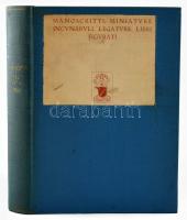 Manoscritti. Miniature. Incunabuli legature. Libri figurati dei secoli XVI e XVIII. (Kiállítási és árverési katalógus). Milano, 1927, Libreria Antiquaria Ulrico Hoepli, (6)+173+(3) p. + 110 t. Olasz nyelven. Átkötött egészvászon-kötésben, részben kissé laza fűzéssel, tulajdonosi névbélyegzővel, az első 11 oldalon ceruzával beírt árakkal.