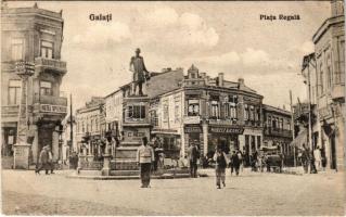 1925 Galati, Galatz; Piata Regala, Hotel Splendid, C. Negri, Magazinul Kramer, Moritz Kramer / square, monument, shops (EK)