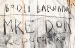 Bódis Barnabás (1973-): Don Quijote. Vegyes technika, kollázs, vászon, jelezve a hátoldalán. 63x40 c...