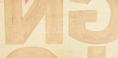 Bódis Barnabás (1973-): 1 Mile (cím nélkül). Vegyes technika, vászon, jelezve a hátoldalán. 54x63 cm