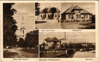 1945 Petőháza, Cukorgyár, római katolikus templom és iskola, községháza (EK)