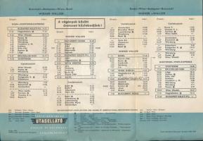 Cca 1964 Wiener-Walzer vonat menetrend Budapestről Oostende-be (Belgium), Bukarestből Bázelbe (Svájc...