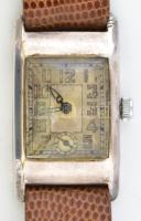 Ezüst (Ag) tokos női karóra, másodpercmutatóval, működik, jelzéssel, Eulux bőrszíjjal. Kopással, 20x...