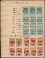 1946 Forgalmi adó könyv, benne kb 755 db illetékbélyeg