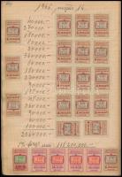 1946 Forgalmi adó könyv, benne kb 755 db illetékbélyeg