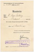 Ausztria 1934-1935. Sárkány Lajos számára kiállított 3db klf háborús emlékéremhez tartozó igazolvány...