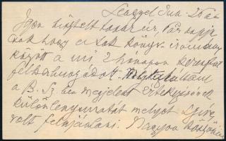 cca 1910-1920 Lengyel, Gróf nagyapponyi Apponyi Sándor (1844-1925) műgyűjtő, diplomata, bibliofil és bibliográfus, MTA tag saját kézzel írt levele, saját kezű aláírásával, kártyán, jul. 26.