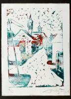 Hercsuth Ferenc (1942-): Szentendrei részlet. Monotípia, papír, jelzett, hátoldalán autográf felirat...