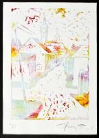 Hercsuth Ferenc (1942-): Szentendrei részlet. Monotípia, papír, jelzett, hátoldalán autográf felirat...