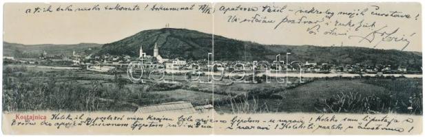 Hrvatska Kostajnica, Castanowitz, Costainizza; látkép 2-részes kinyitható panorámalap / general view. 2-tiled folding panoramacard. E. Lukic (fa)