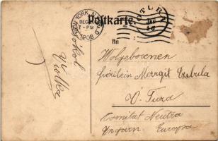 1908 Gneisenau - Norddeutscher Lloyd - A hajó saját kézzel rajzolt képeslapja címerrel. New York-ból...