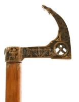 Bányász fokos / bot, réz fejjel, h: 97 cm