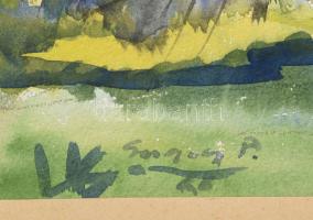 Gergely Pál (?-?): Szépasszonyvölgy, Eger. Akvarell, papír, jelzett. Paszpartuban, 23,5×30 cm