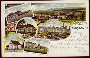 Halbstadt with railway-station Litho