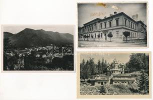 3 db RÉGI erdélyi város képeslap vegyes minőségben: Gyilkostó, Máramarossziget, Tusnádfürdő / 3 pre-1945 Transylvanian town-view postcards in mixed quality: lacul Rosu, Baile Tusnad, Sighetu Marmatiei