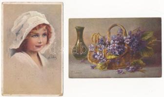 5 db RÉGI szignós művész motívum képeslap vegyes minőségben / 5 pre-1945 artist signed motive postca...