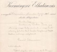 1925 Kormányzói elhatározás: Dicsérő elismerés alsótakácsi vitéz Farkas Imre ny. m. kir. ezredes rés...