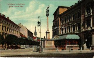 1912 Ljubljana, Laibach; Morija Terezije cesta / street, Cafe Europa (fa)