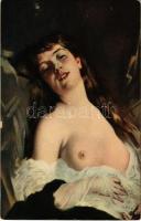 Erinnerungen / Erotic art, nude lady. Stengel litho s: Charles Joshua Chaplin