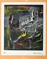 Hercsuth Ferenc (1942-): Gesztusok (cím nélkül), 1972. Monotípia, papír, jelzett. Paszpartuban. 18×1...