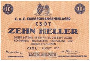 Csót / Hadifogolytábor 1916. augusztus 1. 10f számozás nélkül, aláírással T:F kis beszakadások, lyuk