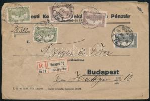 1923 Budapest helyi ajánlott levél 5 db bélyeggel