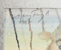 Hercsuth Ferenc (1942-): Robanás (cím nélkül), 1987. Akvarell, papír, jelezve balra fent, paszpartub...