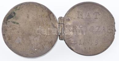 1849NB 6kr Ag (2x-3x?) csattá alakítva, sérült (7,13g) T:F Adamo B3