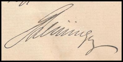 1899 Leiningen-Westerbug Ármin (1848-1900) mérnök, miniszteri biztos saját kézzel írt levele Marczal...