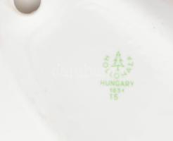 Hollóházi márványmintás váza és ékszertartó, jelzéssel, kopással, h: 19,5 cm, m: 25,5 cm