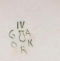 Iparművészeti Vállalatos Gorka lábas tál, mázas kerámia, jelzett, kis kopottsággal, d: 30,5 cm