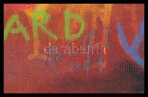 Szalay Pál (1953-2015): Ugró gepárd és repülő angyal, 2001. Akvarell, pasztell, papír. Jelezve közép...