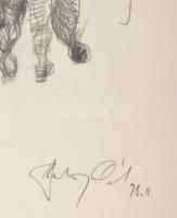 Szalay Pál (1953-2015): Társaság. Ceruza, papír. Jelezve jobbra lent. 35x49,5 cm