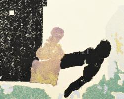 Szalay Pál (1953-2015): Absztrakt kompozíció. Vegyes technika, kollázs, papír. Jelzés nélkül. 46x63 ...